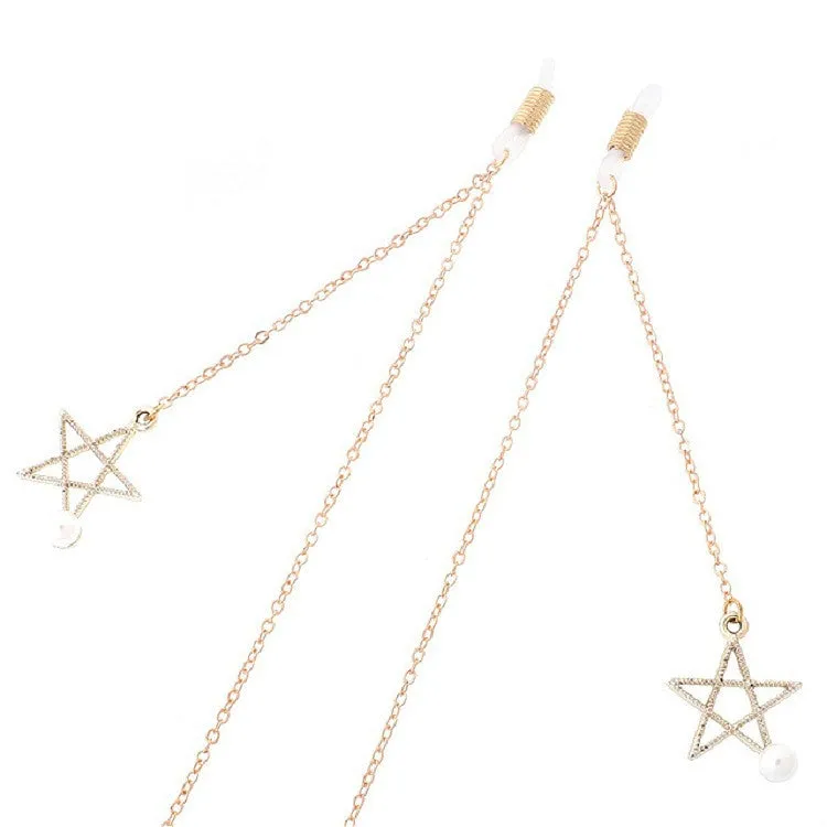 Non-slip Metal Glasses Pendant with Pearl Pendant Glasses Chain(Silver)