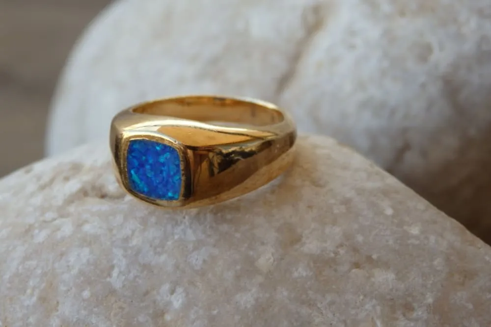 Opal Gold Signet Ring