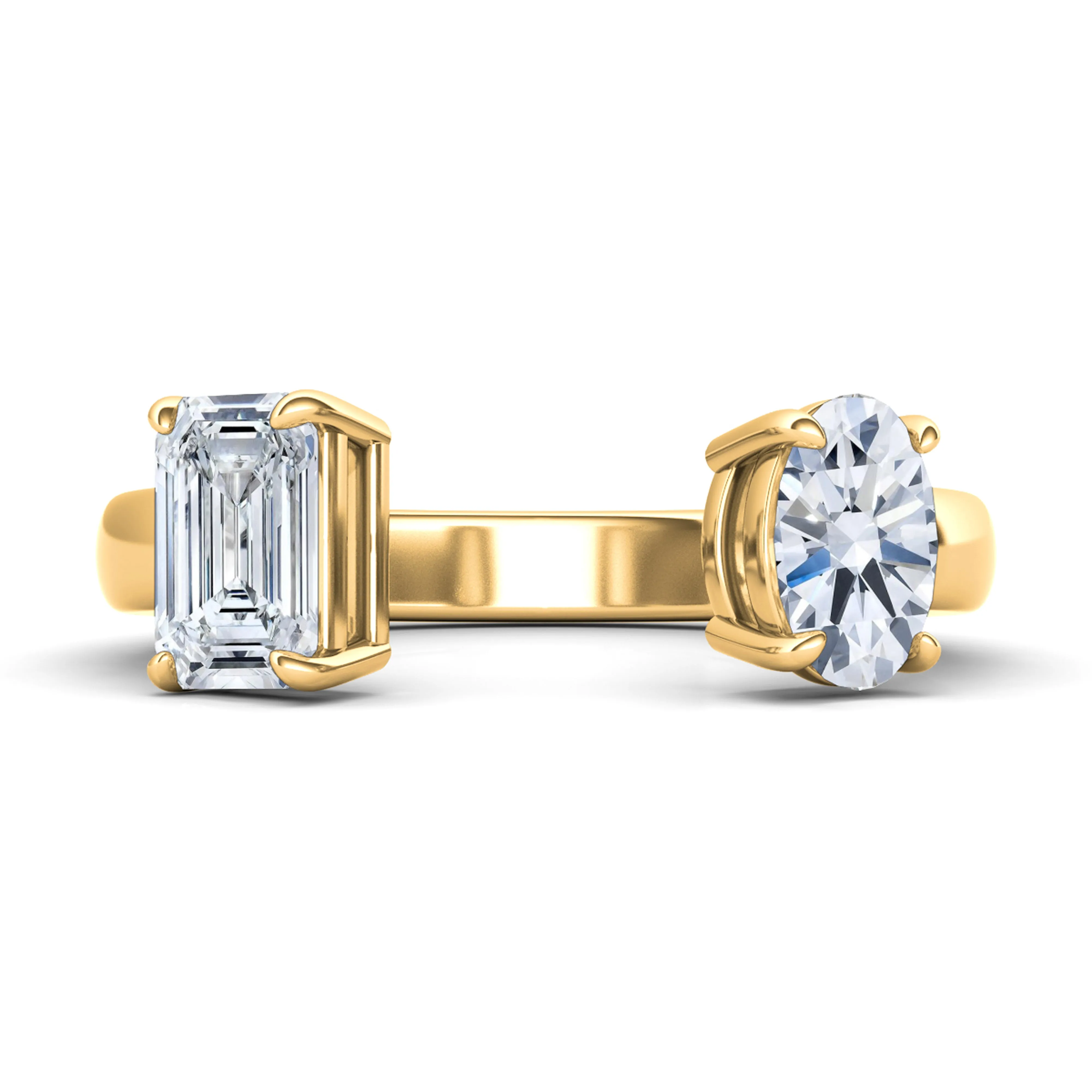 Open Round And Emerald Cut Diamond Ring