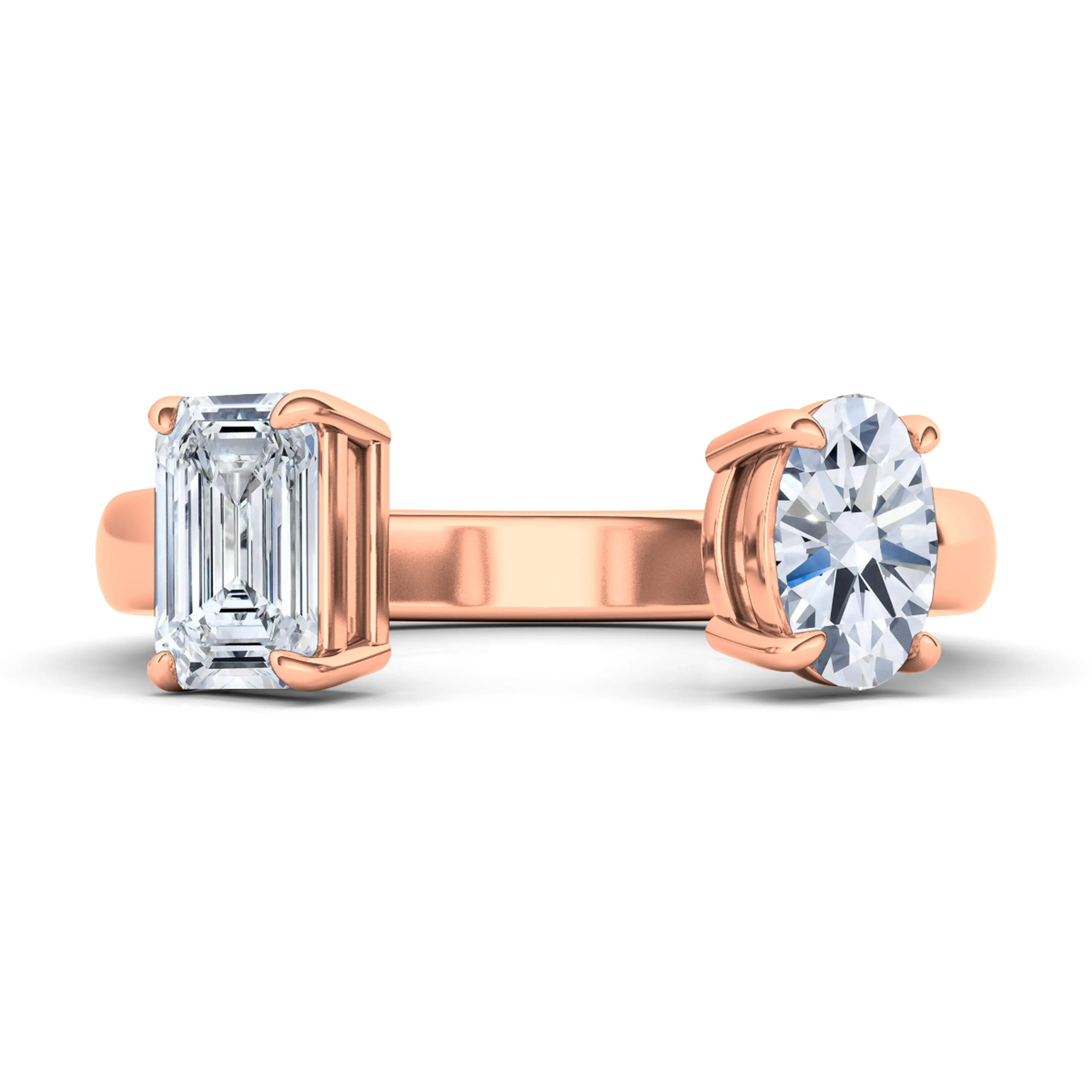 Open Round And Emerald Cut Diamond Ring