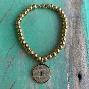 Our Father Gold Stainless Steel Ball Bracelet