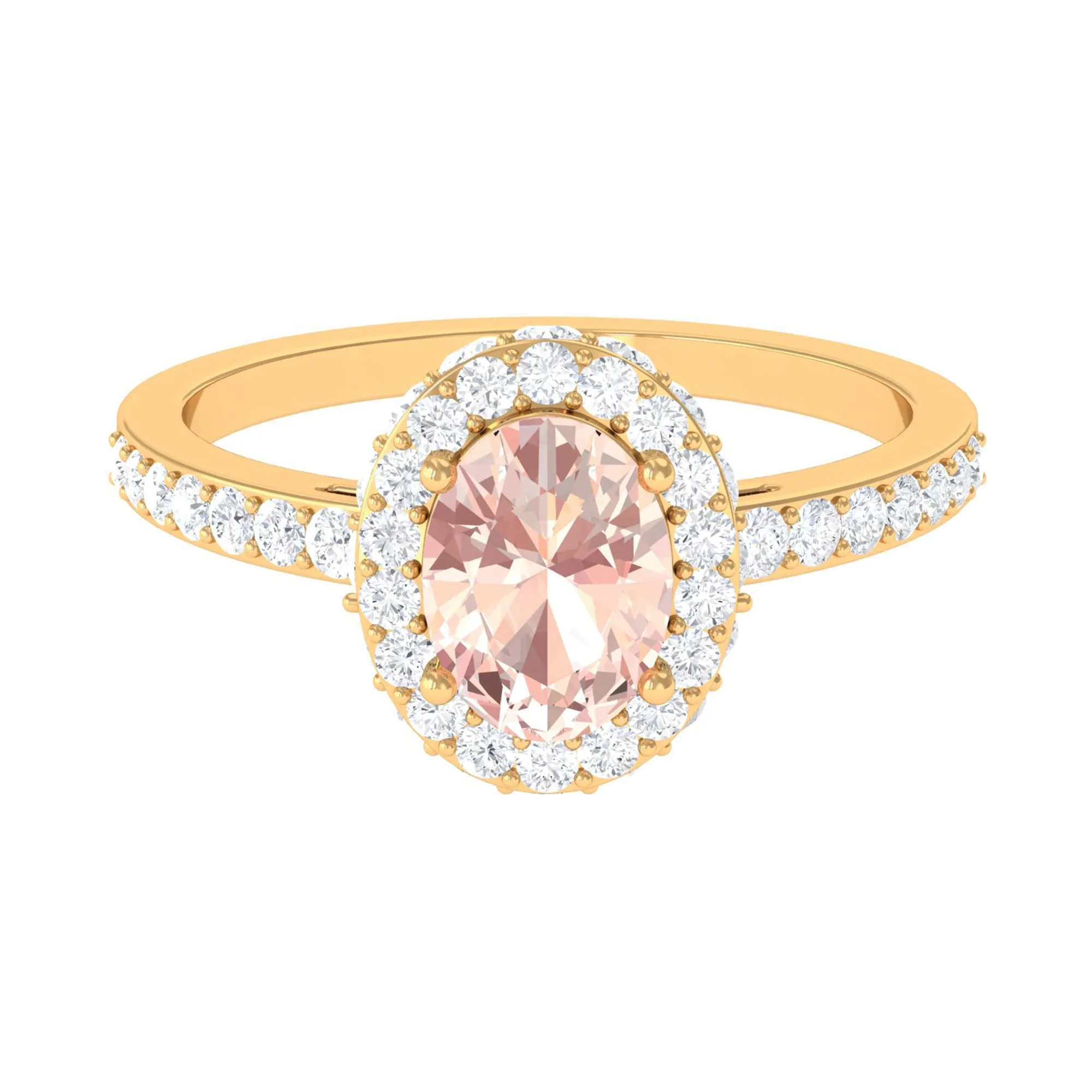 Oval Morganite Halo Engagement Ring with Diamond