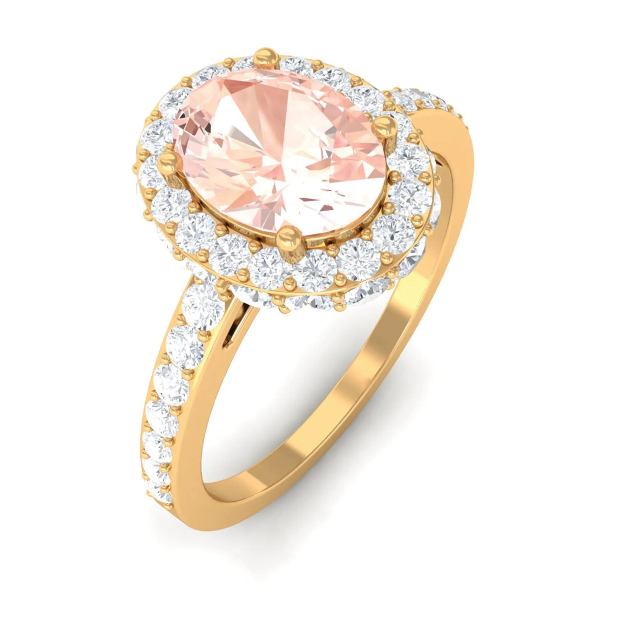 Oval Morganite Halo Engagement Ring with Diamond