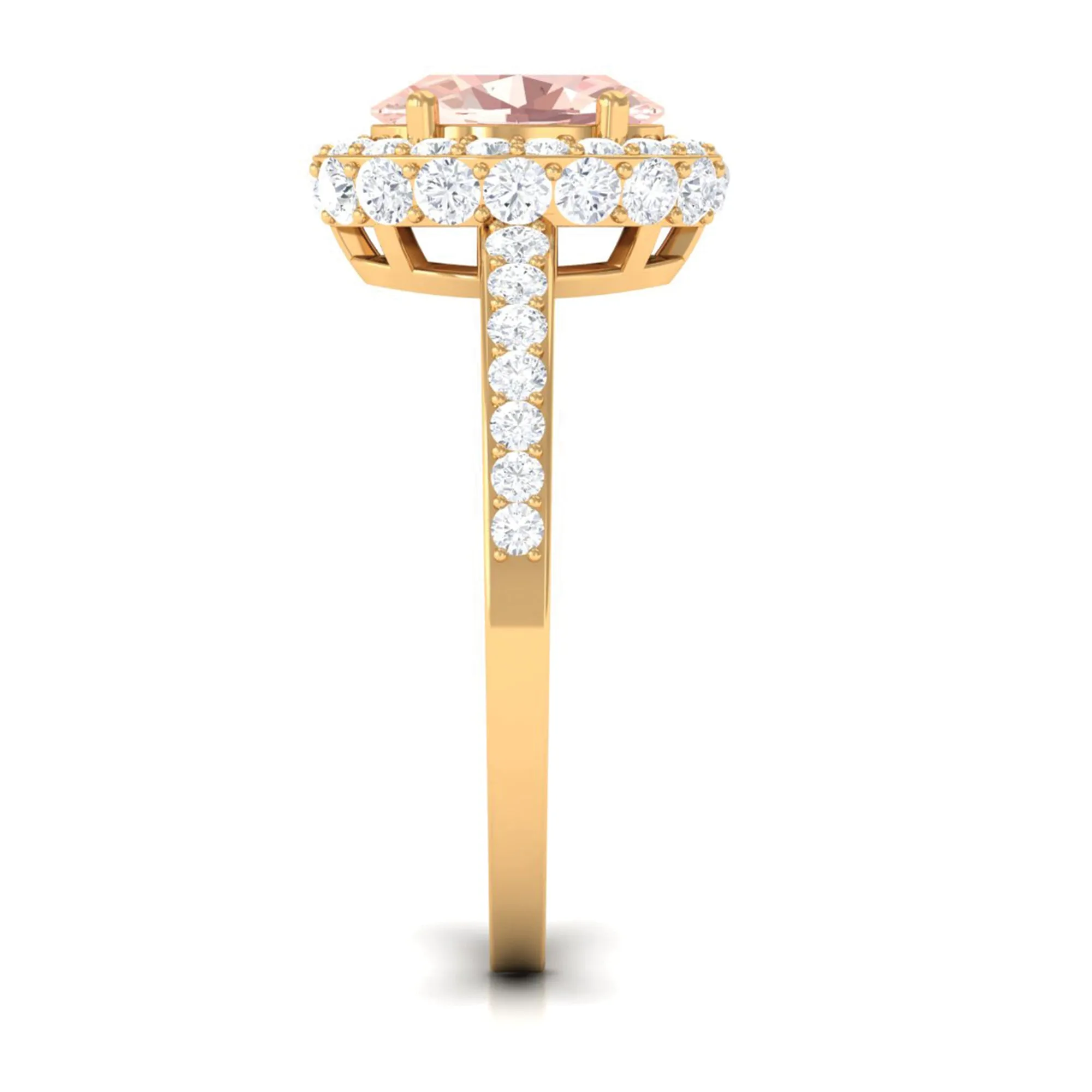 Oval Morganite Halo Engagement Ring with Diamond