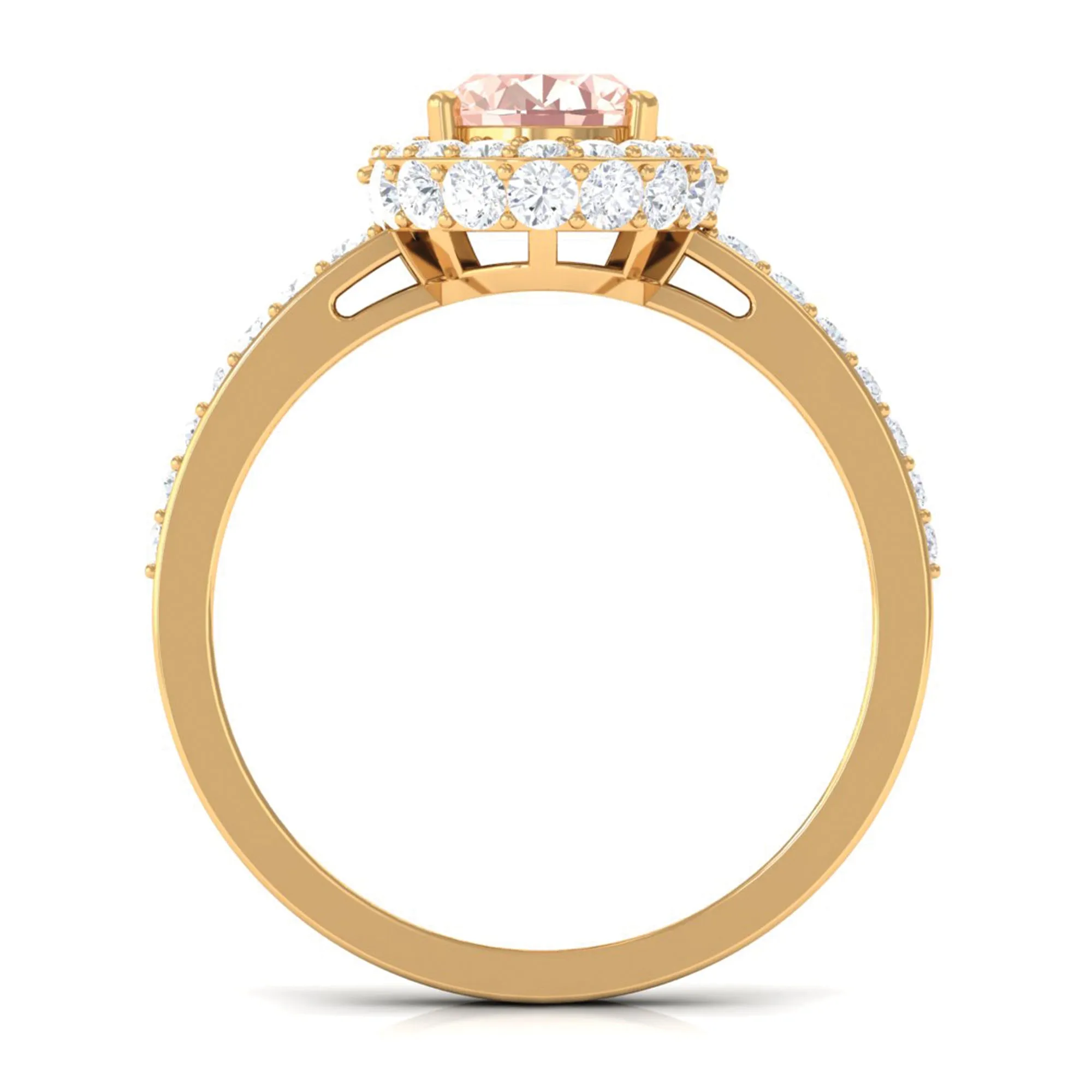 Oval Morganite Halo Engagement Ring with Diamond