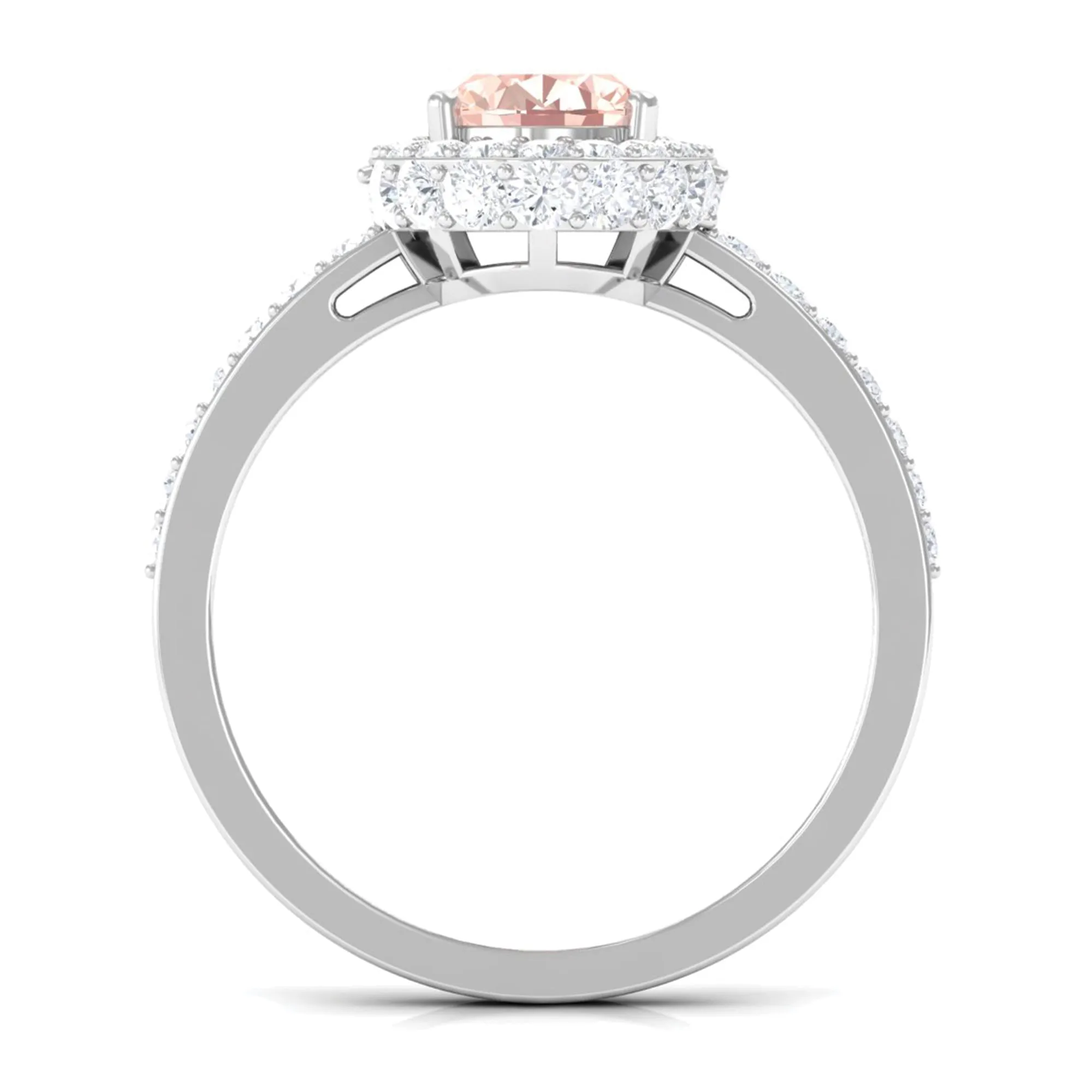 Oval Morganite Halo Engagement Ring with Diamond