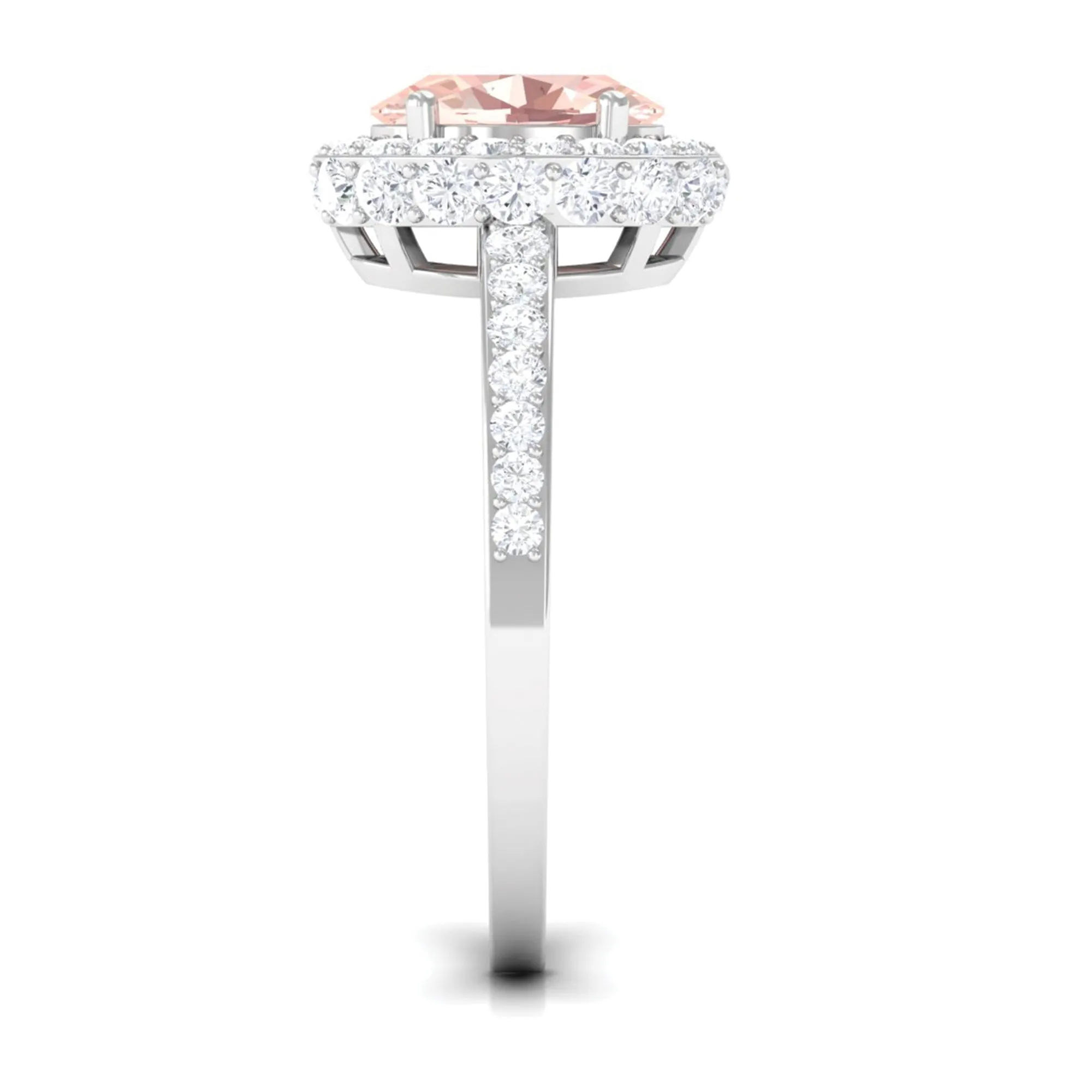 Oval Morganite Halo Engagement Ring with Diamond