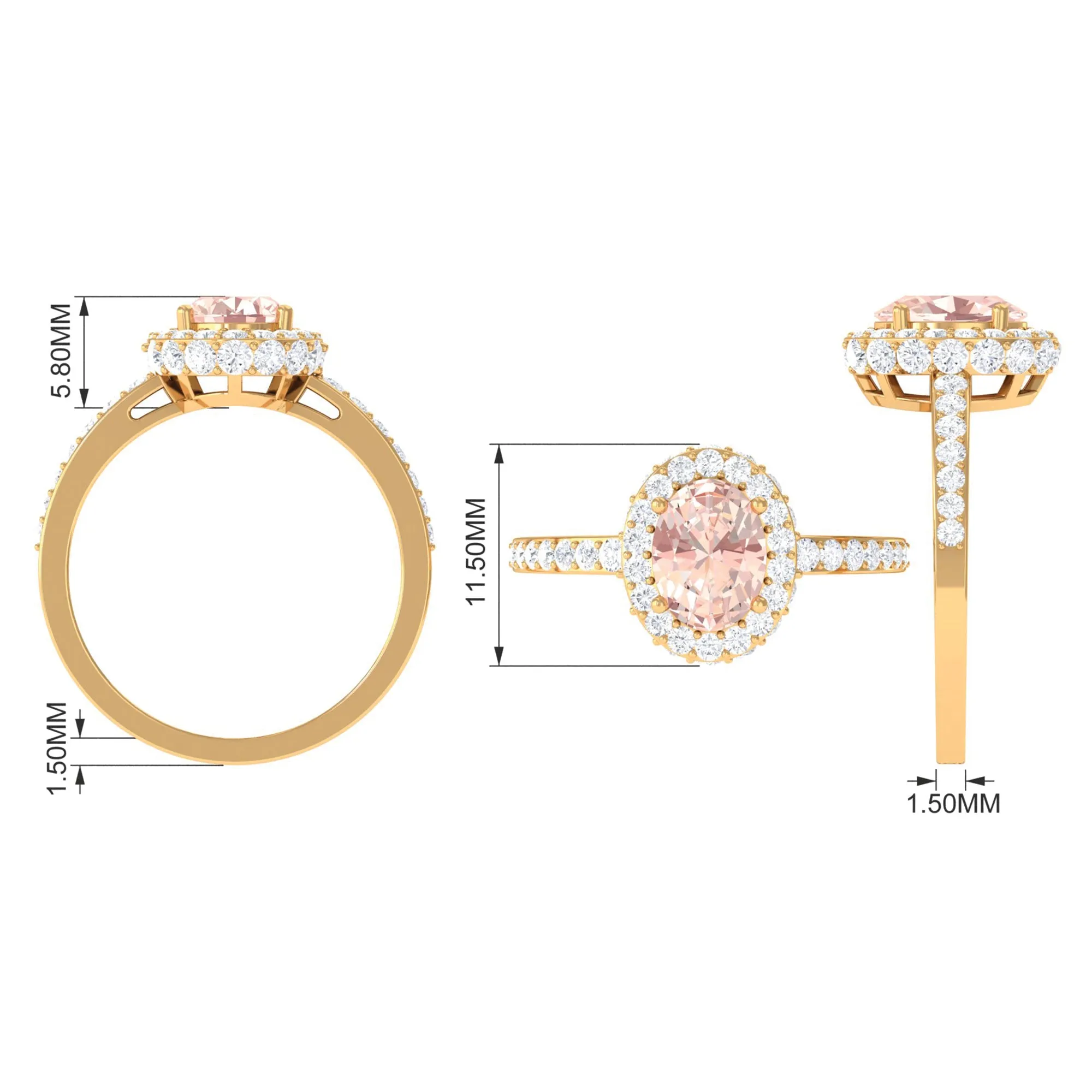 Oval Morganite Halo Engagement Ring with Diamond