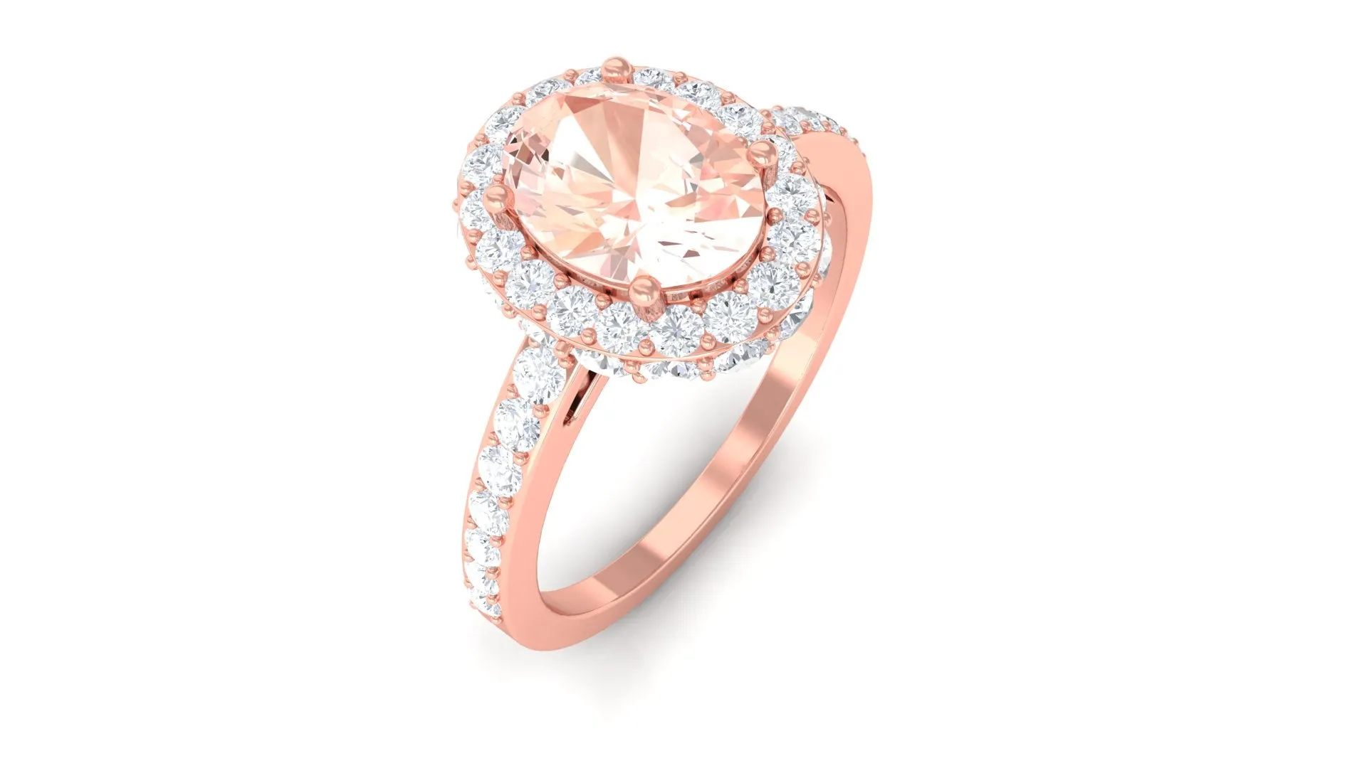 Oval Morganite Halo Engagement Ring with Diamond