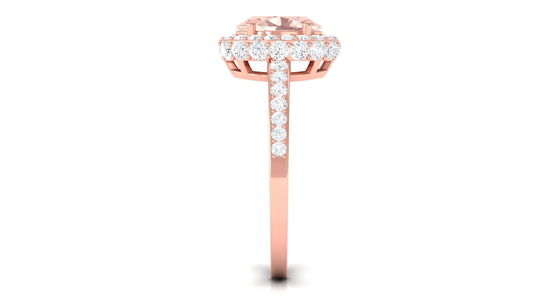 Oval Morganite Halo Engagement Ring with Diamond
