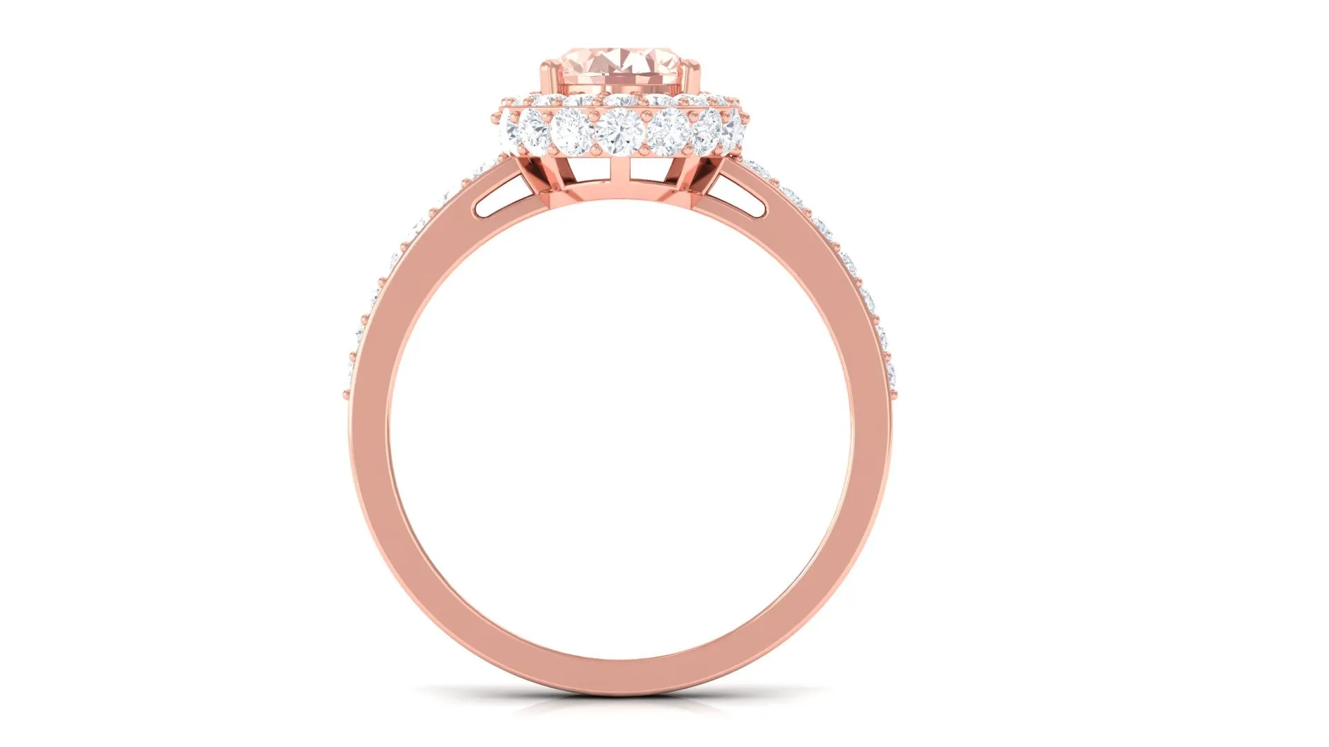 Oval Morganite Halo Engagement Ring with Diamond
