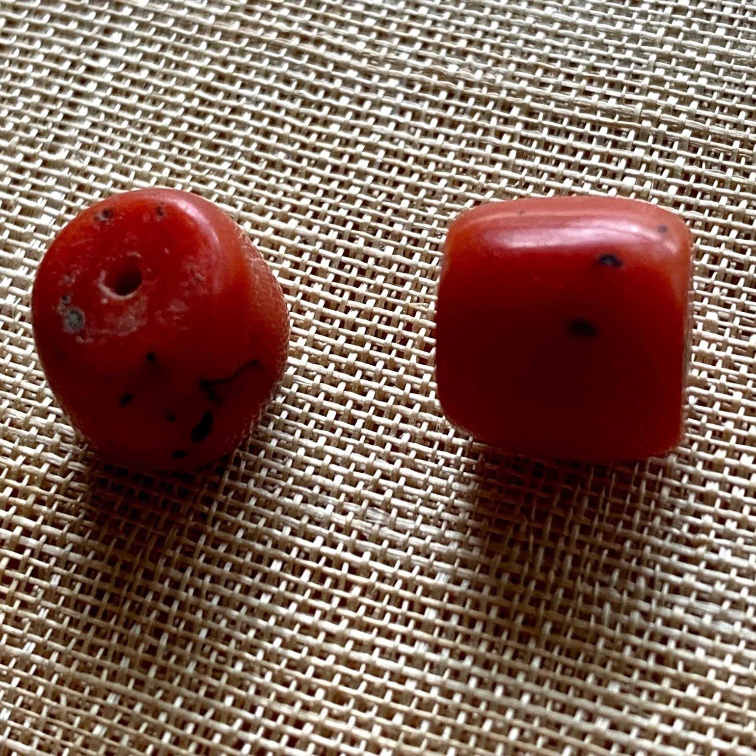 Pair of Rare Berber Red Coral Beads