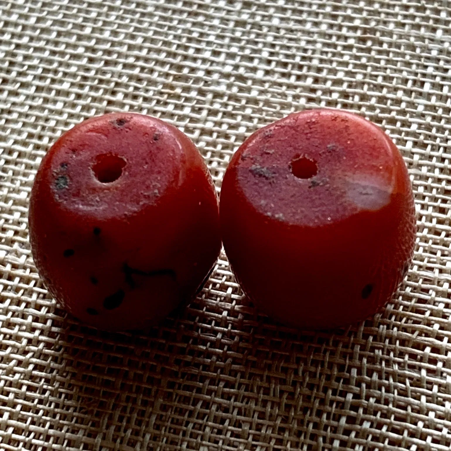 Pair of Rare Berber Red Coral Beads