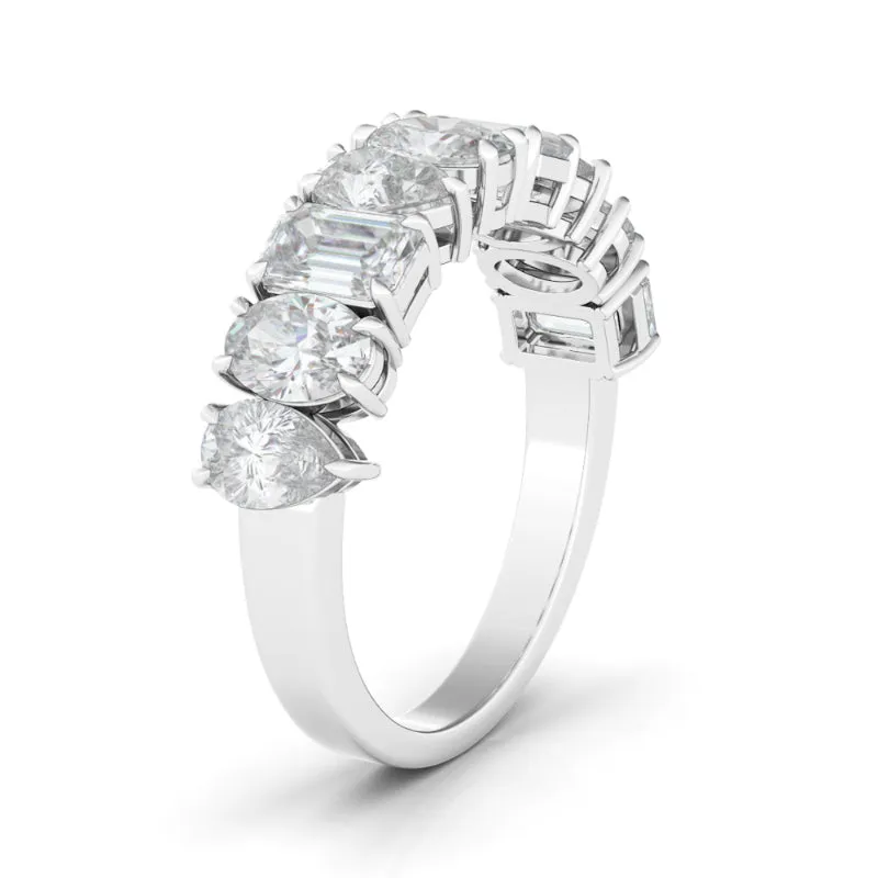 Pear Oval Emerald Diamond Half Eternity Band