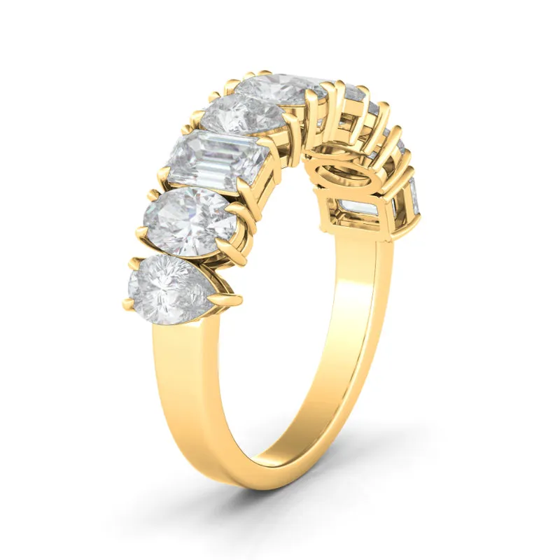 Pear Oval Emerald Diamond Half Eternity Band