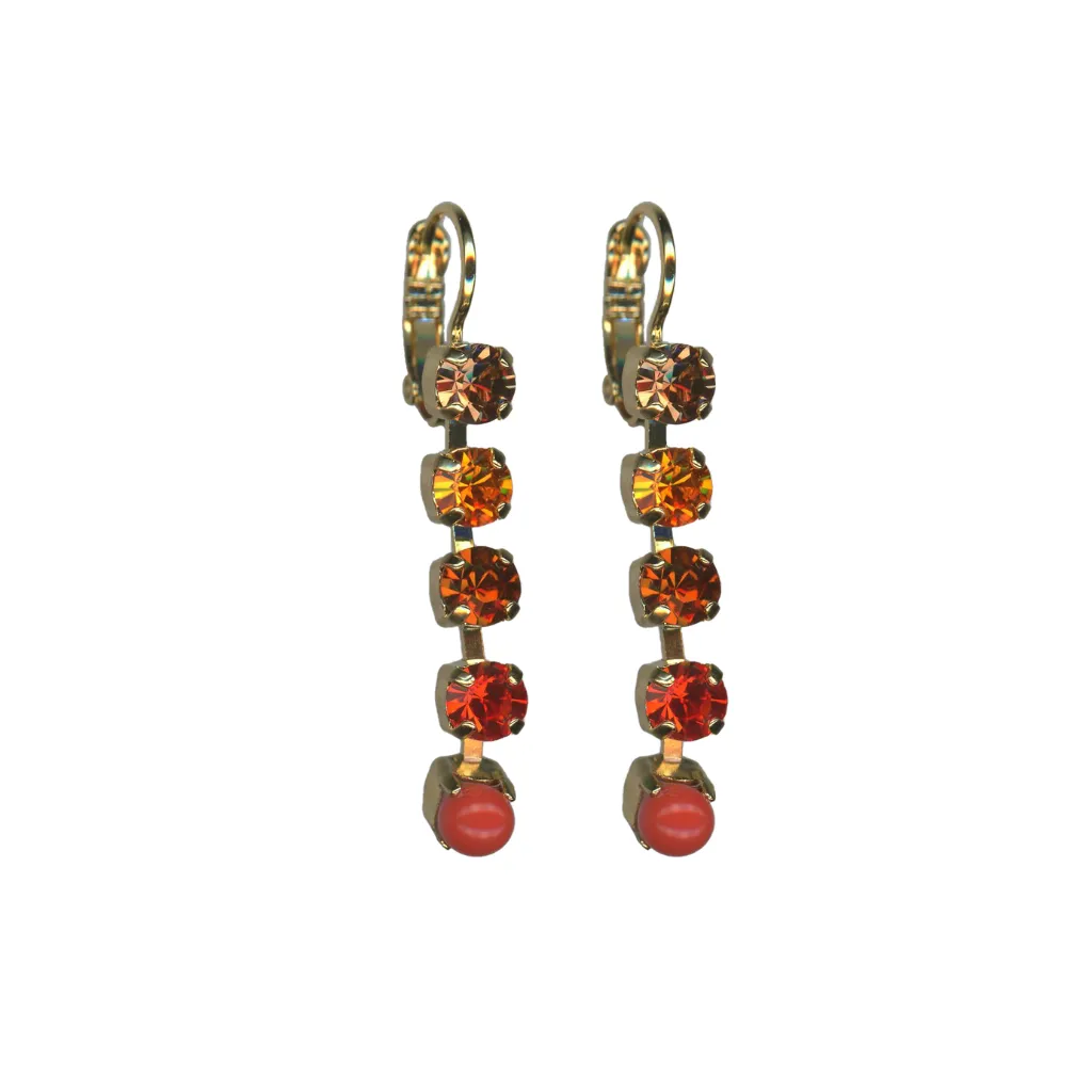 Petite Five Stone Leverback Earrings in "Pumpkin Spice" - Yellow Gold