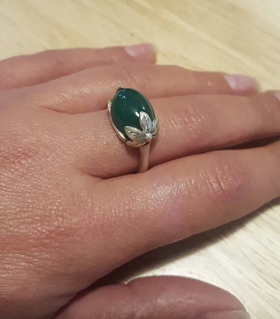 Pink Tourmaline Ring - Leaf Boho Ring - Tourmaline Statement Ring