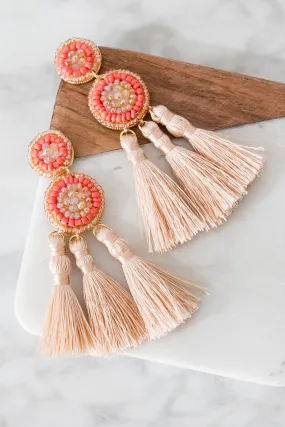 Play It By The Ear Tassel Earrings In Champagne