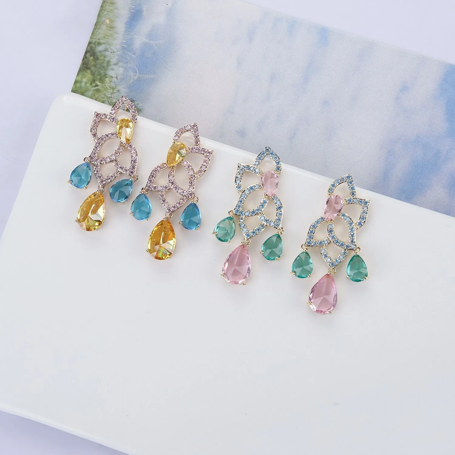 Popular Cubic Zircon CZ Earrings for Wedding, Crystals Earring for Bride, Women Girl Birthday Party Jewelry CE11366
