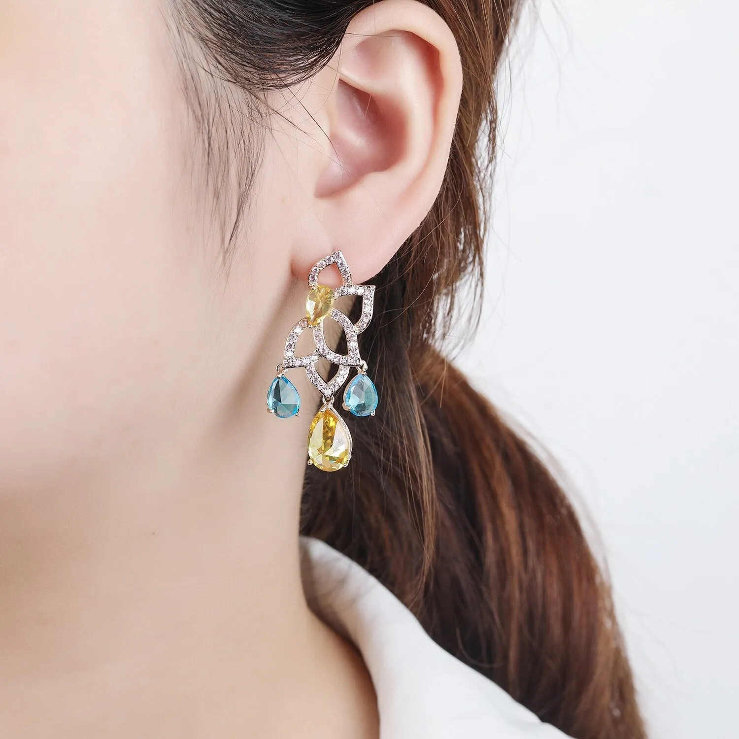Popular Cubic Zircon CZ Earrings for Wedding, Crystals Earring for Bride, Women Girl Birthday Party Jewelry CE11366