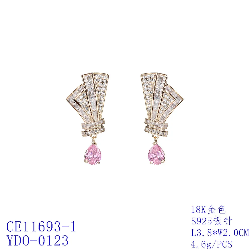 Popular Cubic Zircon Dangle Wedding Earring for Bridal Accessories Jewelry CE11693
