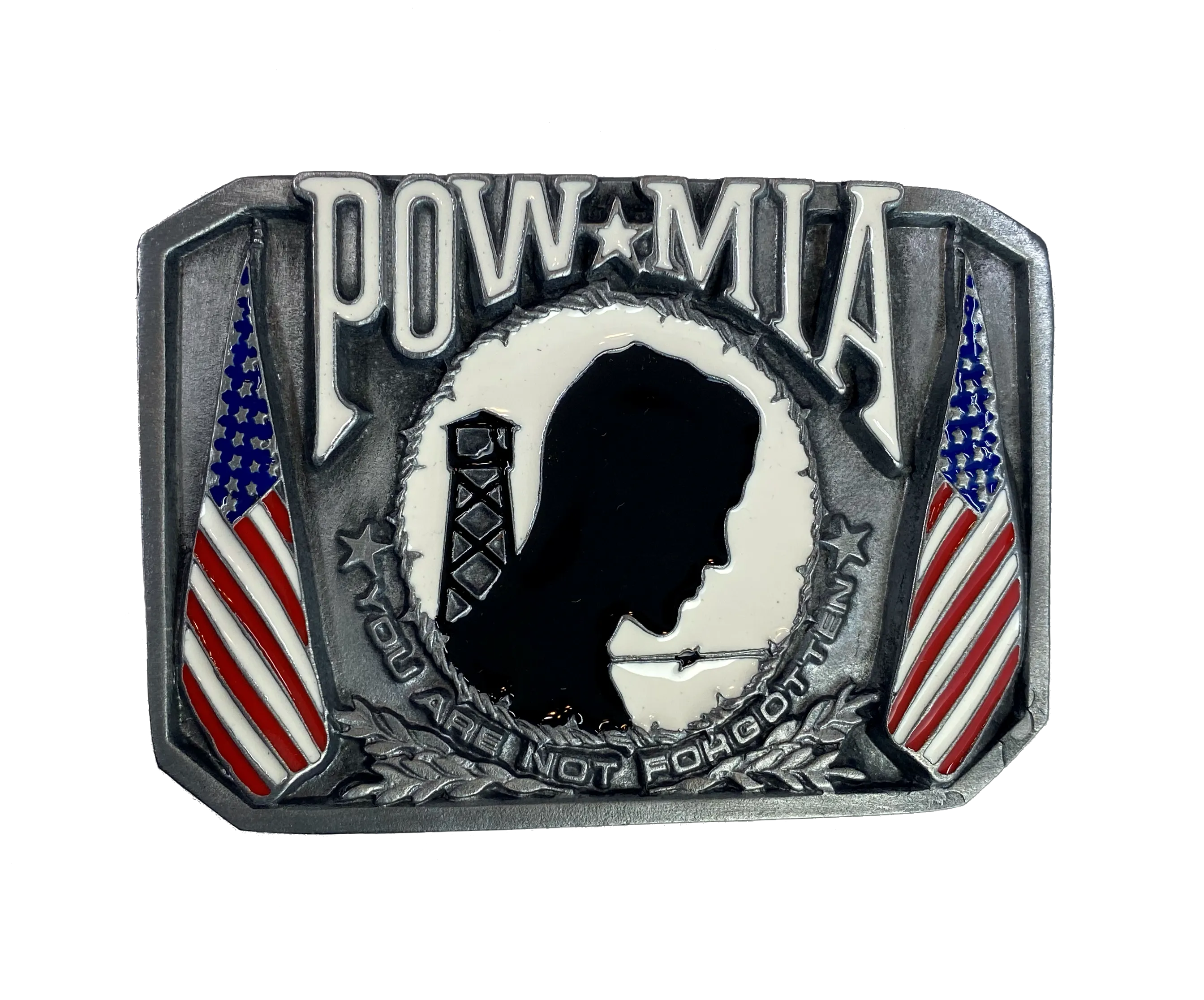 POW MIA Flag Belt Buckle