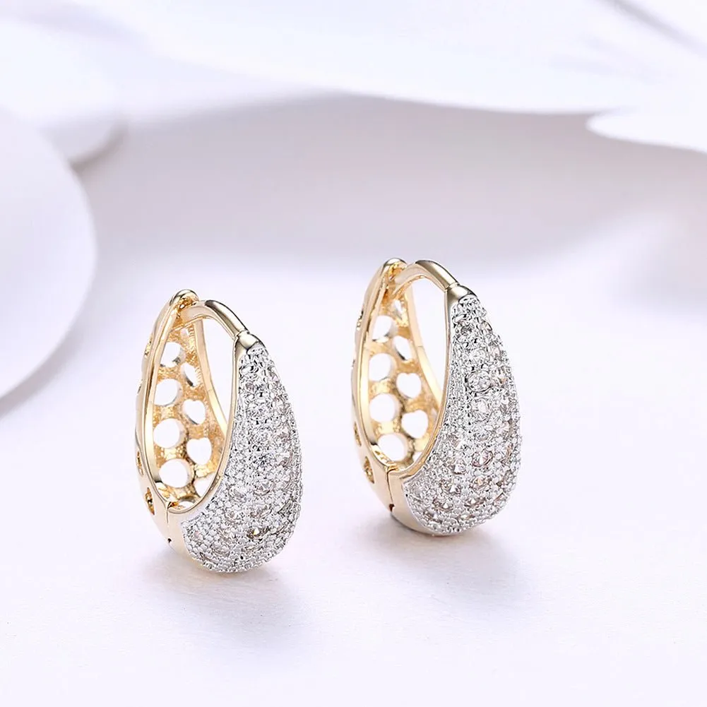 Pre Order:  Hearts Zircon Copper Huggie Earrings