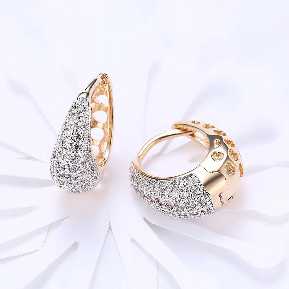 Pre Order:  Hearts Zircon Copper Huggie Earrings