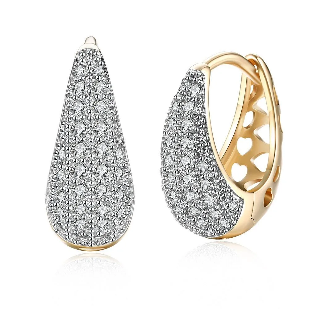 Pre Order:  Hearts Zircon Copper Huggie Earrings
