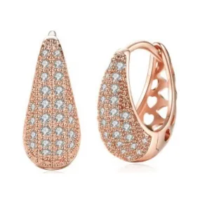 Pre Order:  Hearts Zircon Copper Huggie Earrings