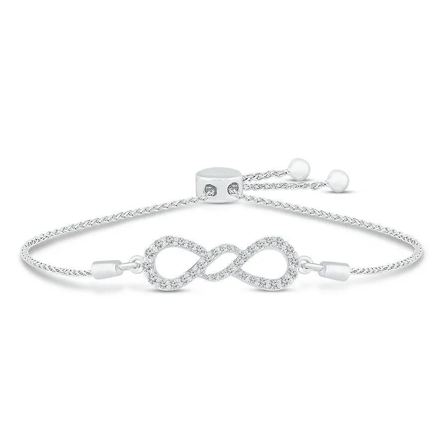 Pre-Owned Jared 3/8ct Diamond Infinity Pendant Bracelet in 10k White Gold