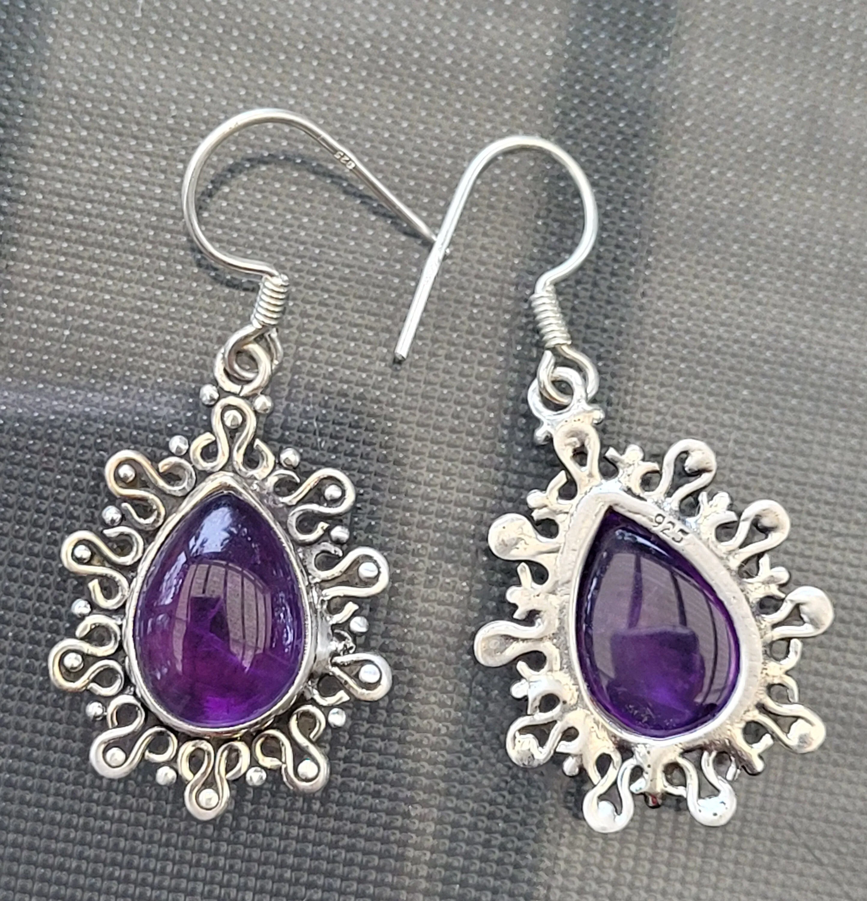 Purple Stone Earrings, 100% Natural Amethyst Earrings, 925 Sterling Silver Earrings, Amethyst Stone Earrings, Amethyst Earrings Dangle Women