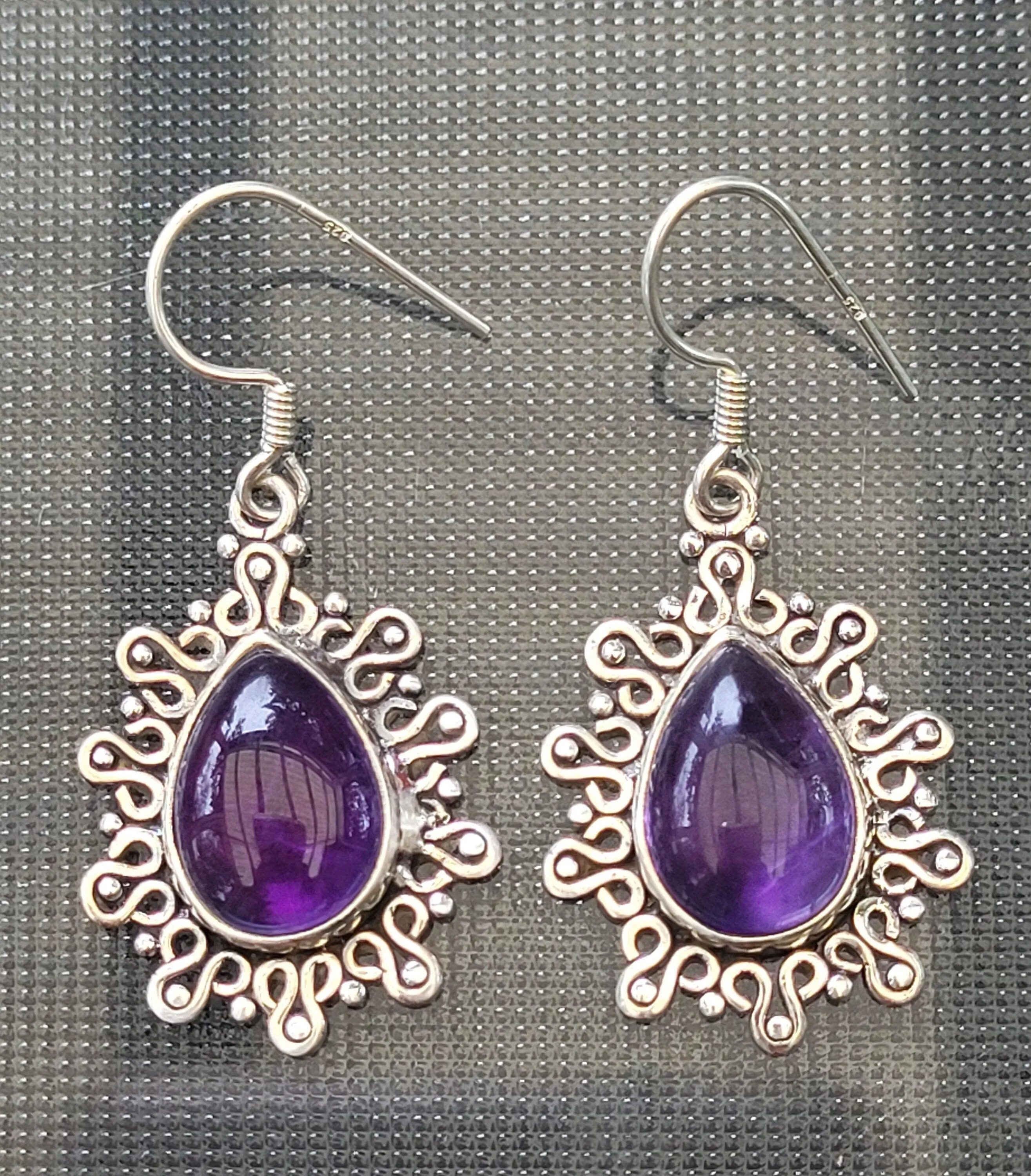 Purple Stone Earrings, 100% Natural Amethyst Earrings, 925 Sterling Silver Earrings, Amethyst Stone Earrings, Amethyst Earrings Dangle Women