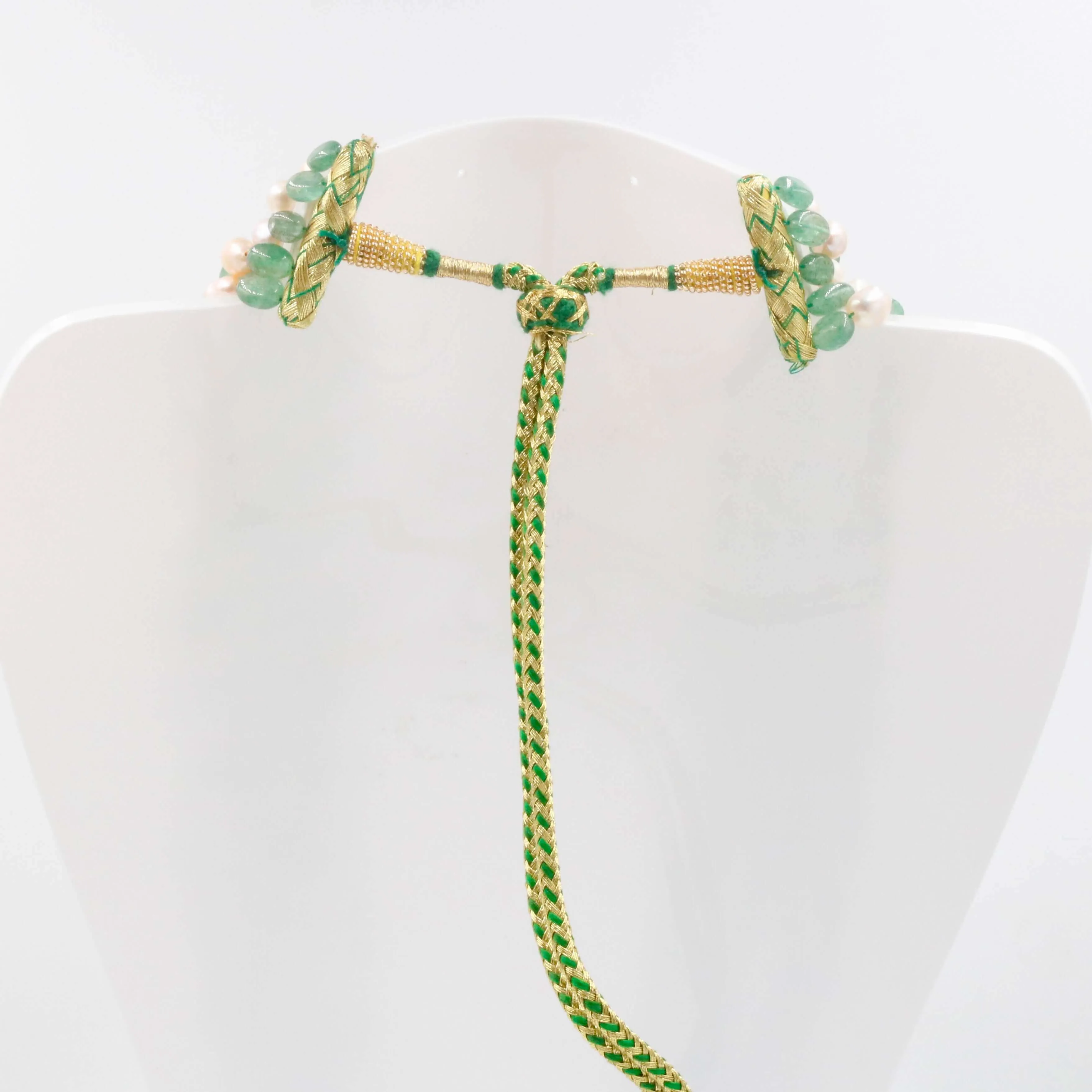 Quartz and Fresh Water Pearl Necklace Emerald Quartz Russian Emerald Quartz Cultured Pearl Indian Necklace Layered Necklace SKU: 6143051
