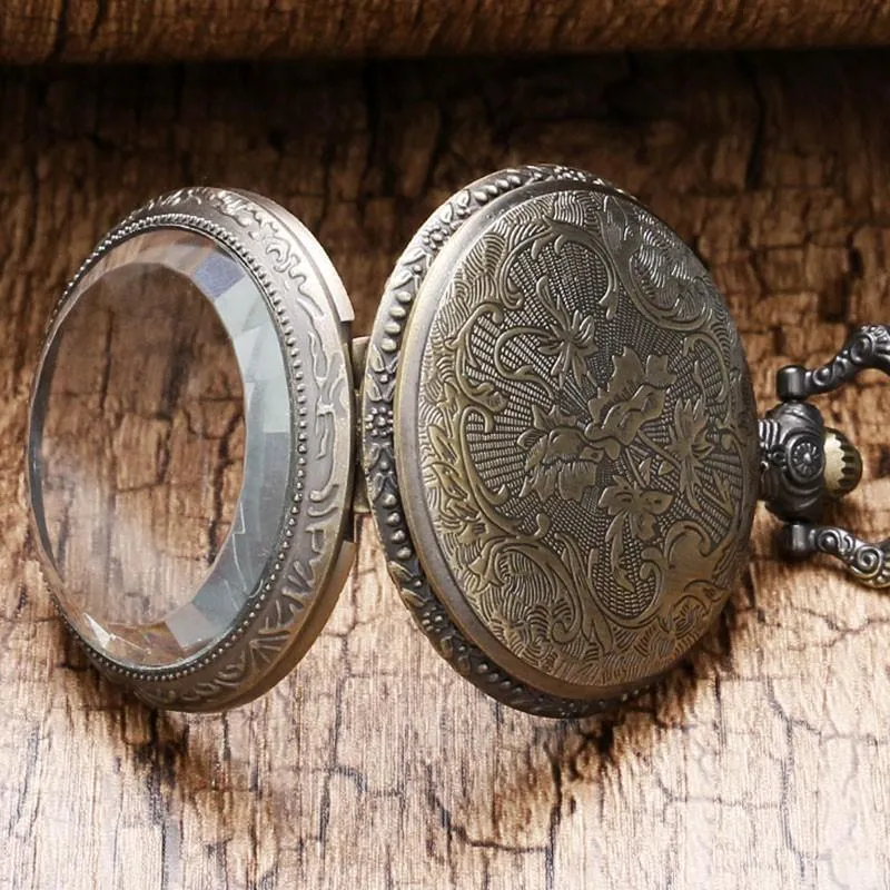 Quartz Open Face Magnifying Glass Pocket Watch  - Gustave