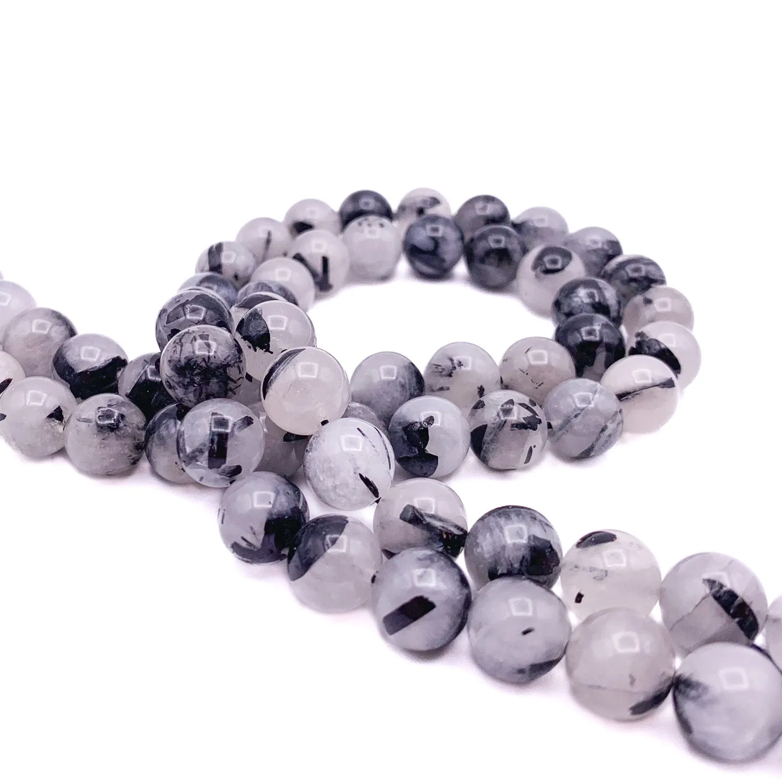 Quartz Rutilated 10mm Smooth Rounds Bead Strand
