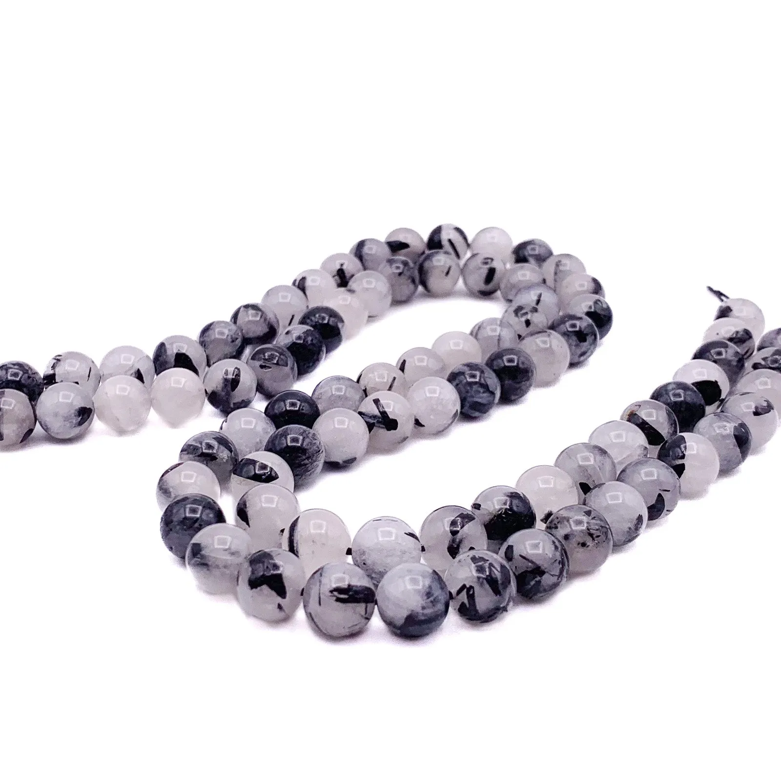 Quartz Rutilated 10mm Smooth Rounds Bead Strand
