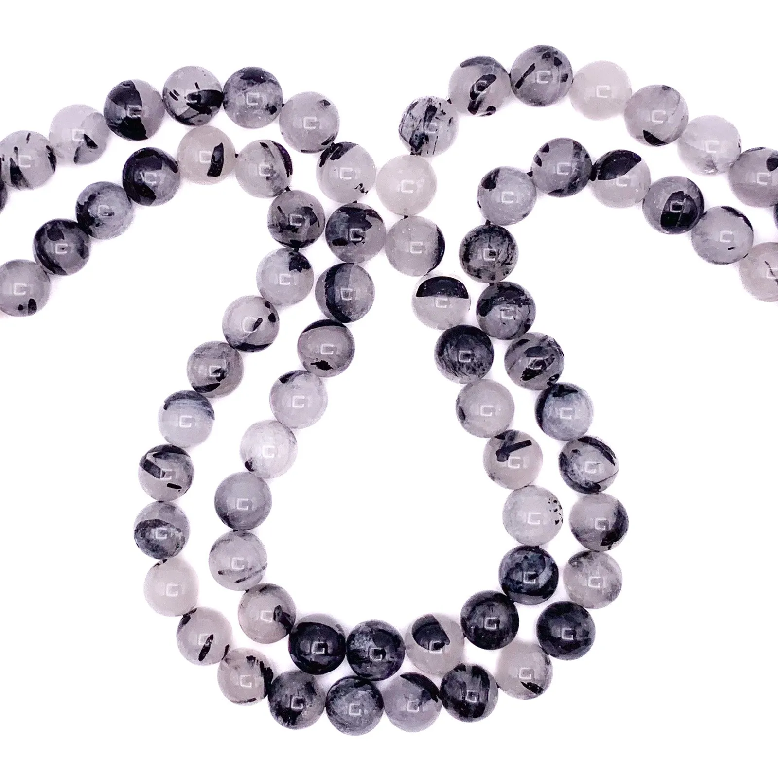 Quartz Rutilated 10mm Smooth Rounds Bead Strand