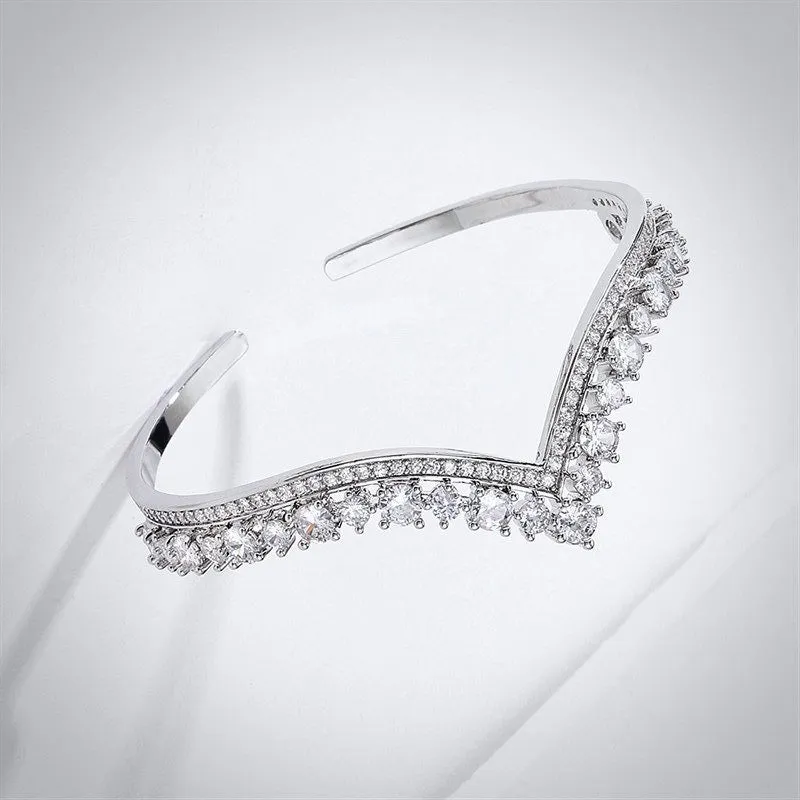 "Morena" - V-Shaped Cubic Zirconia Bridal Bracelet