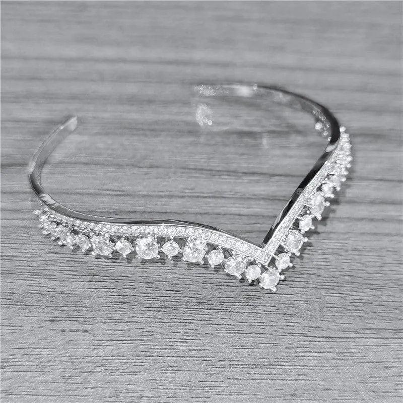 "Morena" - V-Shaped Cubic Zirconia Bridal Bracelet