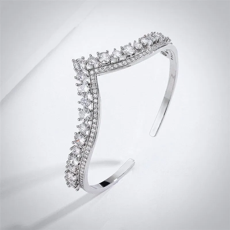 "Morena" - V-Shaped Cubic Zirconia Bridal Bracelet