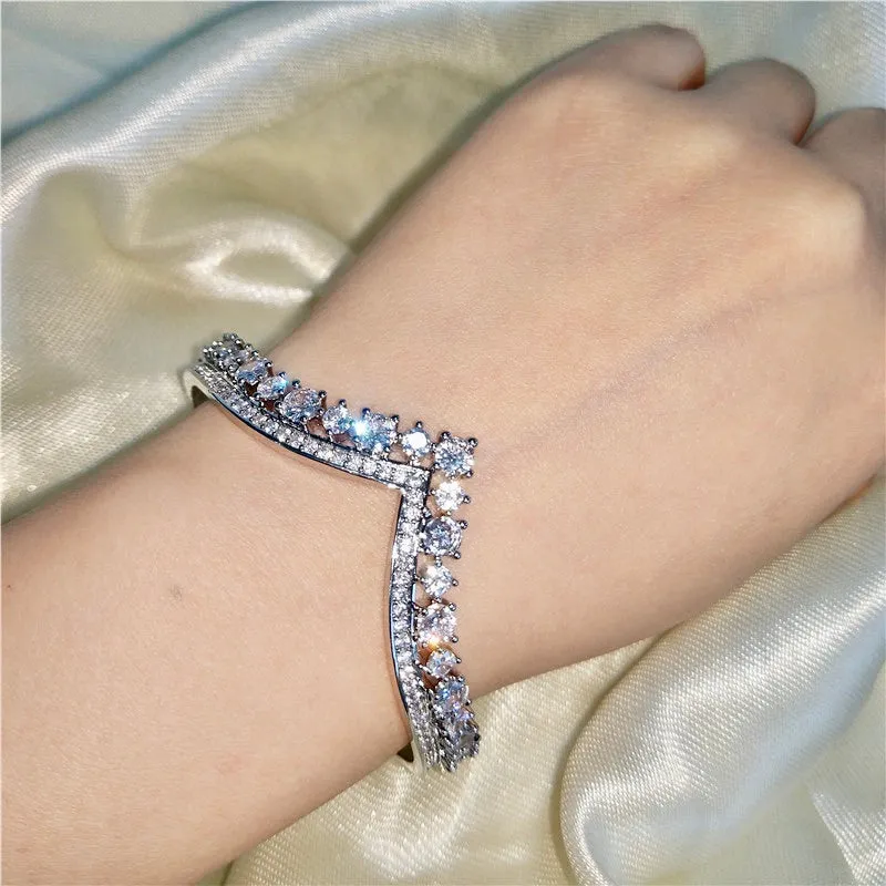 "Morena" - V-Shaped Cubic Zirconia Bridal Bracelet