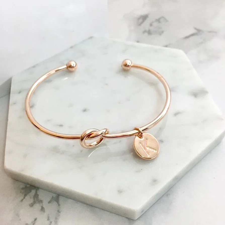"Valerie" - Knot Bangle Bracelet - Available in Silver, Rose Gold and Yellow Gold