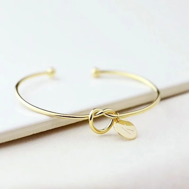 "Valerie" - Knot Bangle Bracelet - Available in Silver, Rose Gold and Yellow Gold