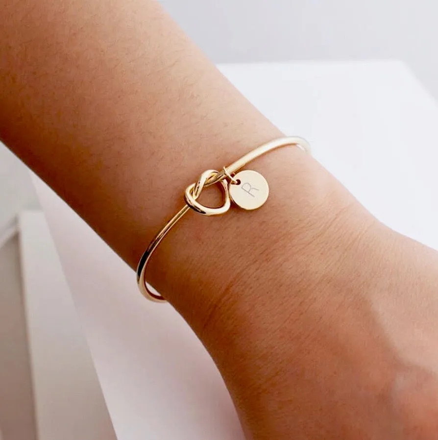 "Valerie" - Knot Bangle Bracelet - Available in Silver, Rose Gold and Yellow Gold