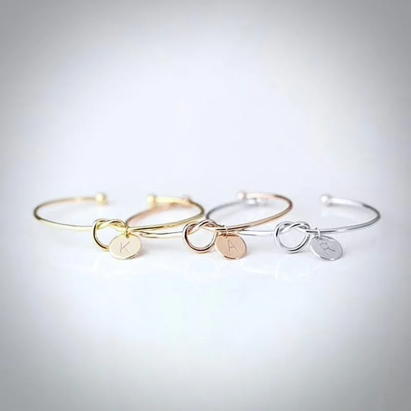 "Valerie" - Knot Bangle Bracelet - Available in Silver, Rose Gold and Yellow Gold