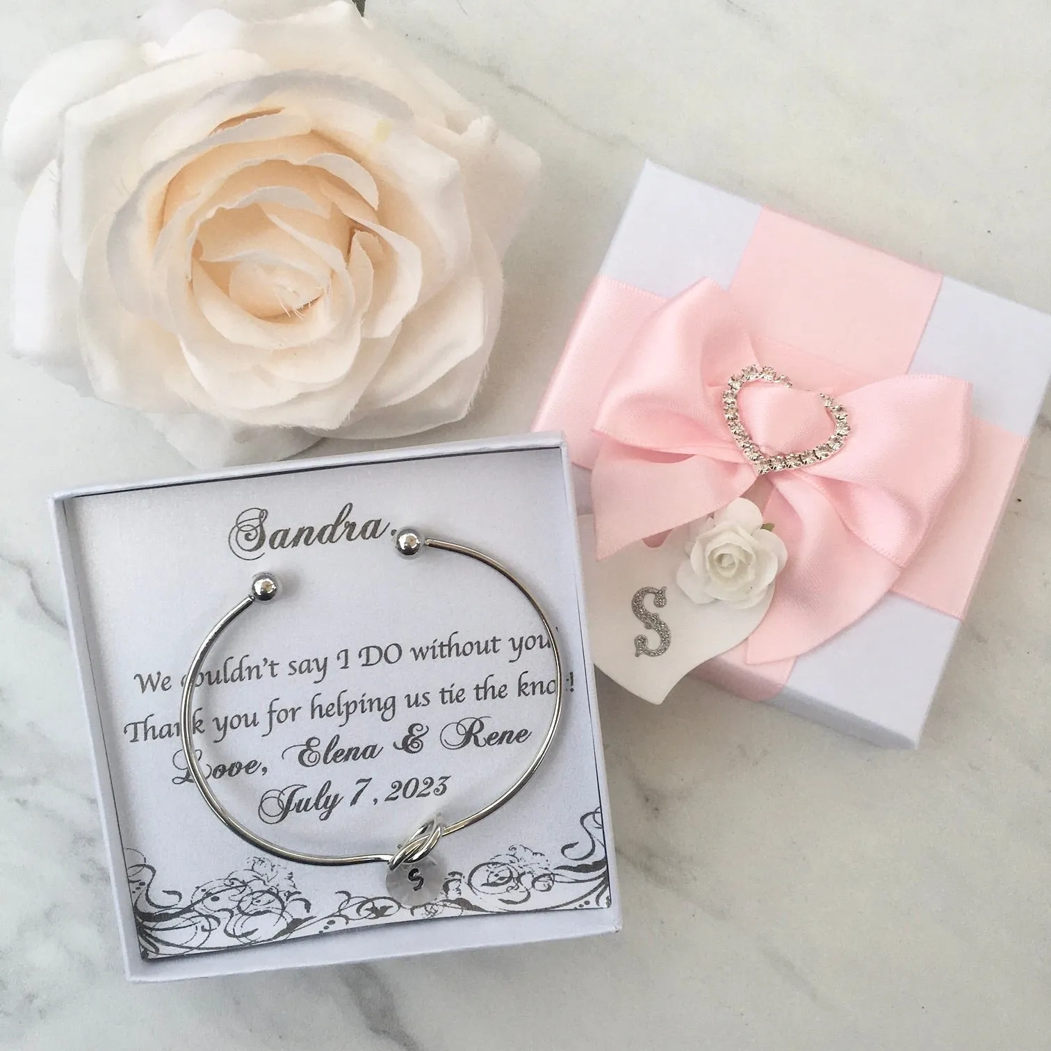 "Valerie" - Knot Bangle Bracelet - Available in Silver, Rose Gold and Yellow Gold