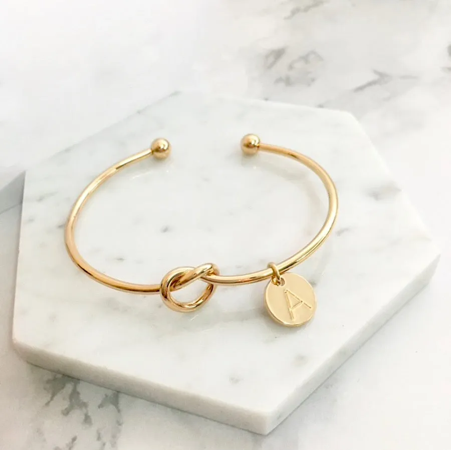 "Valerie" - Knot Bangle Bracelet - Available in Silver, Rose Gold and Yellow Gold