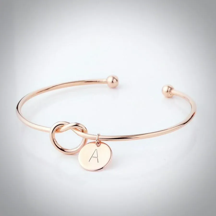 "Valerie" - Knot Bangle Bracelet - Available in Silver, Rose Gold and Yellow Gold