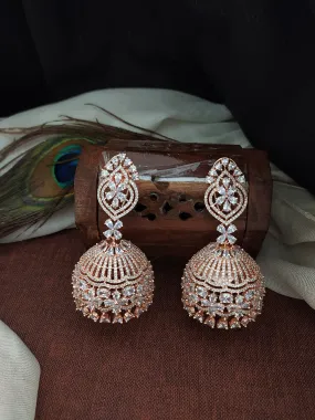 Radiant Bridal Jhumki Earrings with Zircon Stones